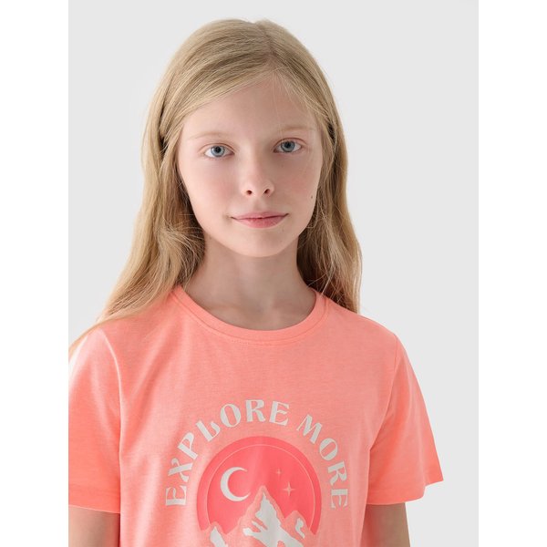 Koszulka dziewczęca TTSHF1548 4F - łososiowy neon