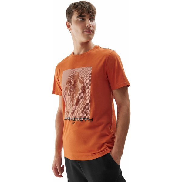 Koszulka męska 4FAW23TTSHM0866 4F - pomarańczowy