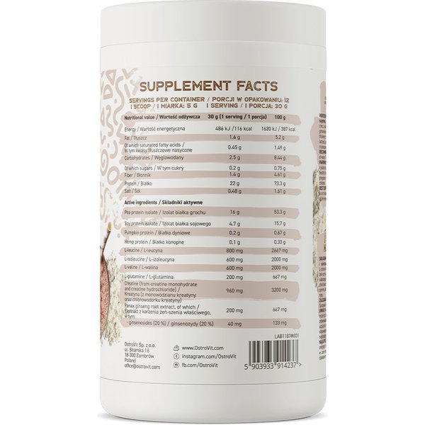 Odżywka białkowa Vegan Muscle 360g Chocolate OstroVit WYPRZEDAŻ