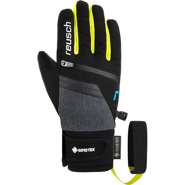 Rękawice narciarskie juniorskie Travis Gore-Tex Reusch - czarny/szary/żółty