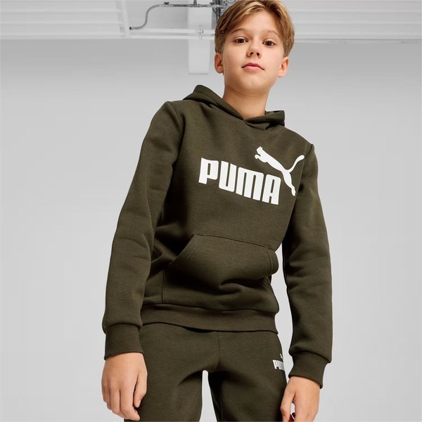 Bluza juniorska Essentials Big Logo Hooded Puma - Dark Olive