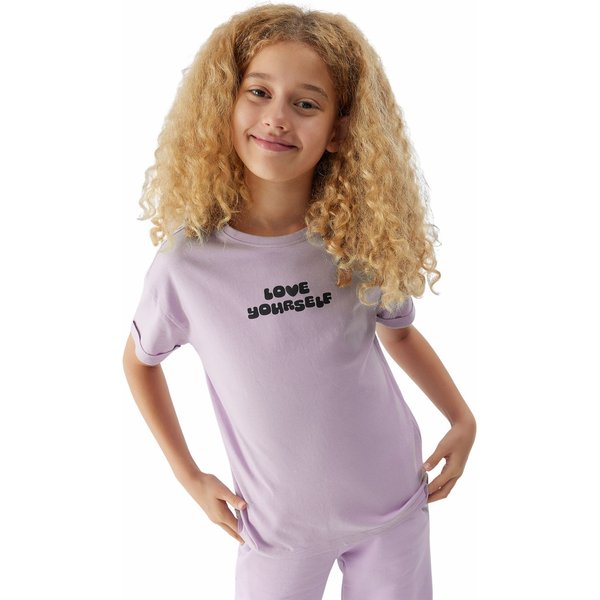 Koszulka dziewczęca 4FJAW23TTSHF0825 4F - jasny fiolet