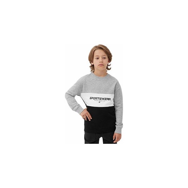 Bluza chłopięca 4FJAW23TSWSM630 4F - chłodny jasny szary melanż