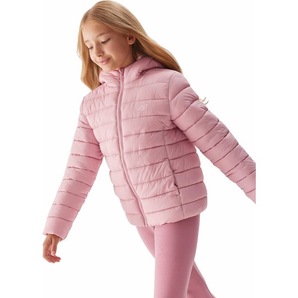 Kurtka puchowa dziewczęca 4FJAW23TDJAF266 4F - jasny róż