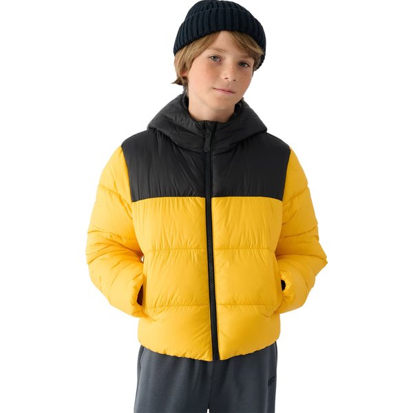 Kurtka puchowa chłopięca TDJAM462 4F - żółty