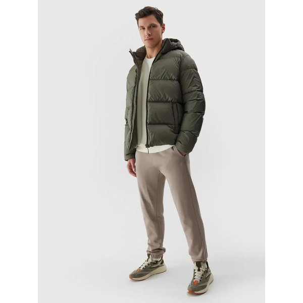Kurtka puchowa męska TDJAM513 4F - oliwkowy