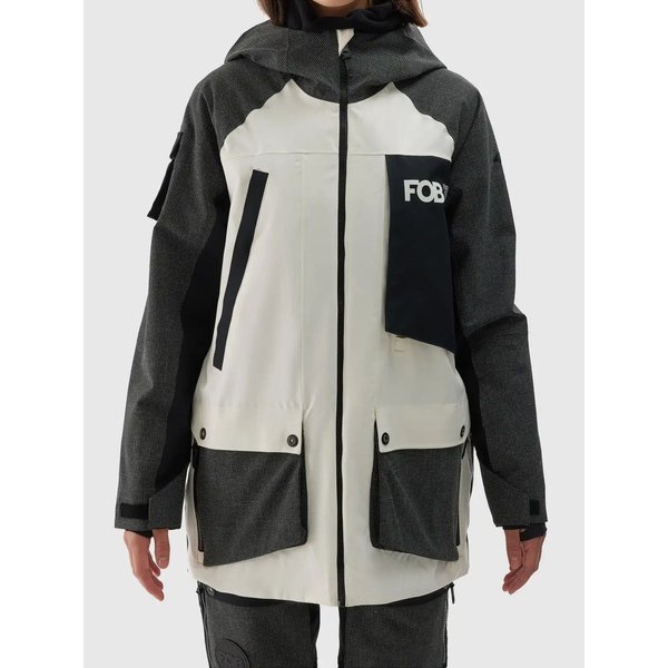 Kurtka snowboardowa damska TTJAF587 4F - złamana biel