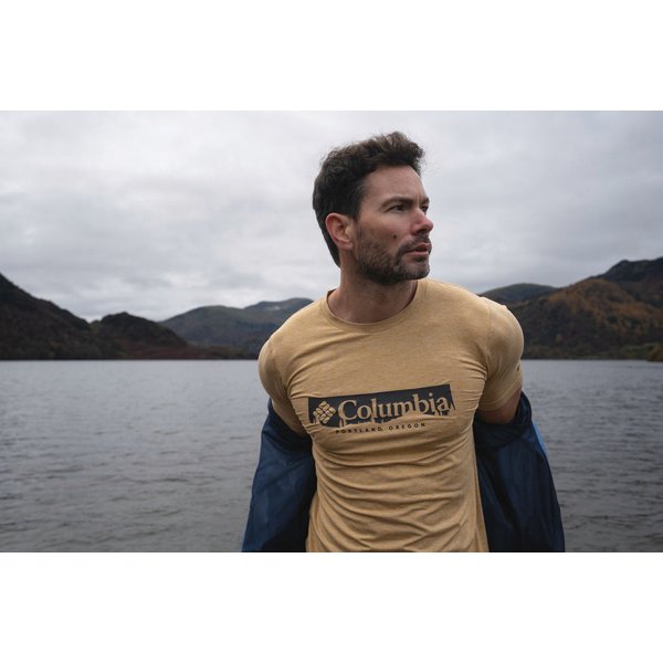 Koszulka męska Kwick Hike Graphic SS Tee Columbia - Black Heather/Peak Direction