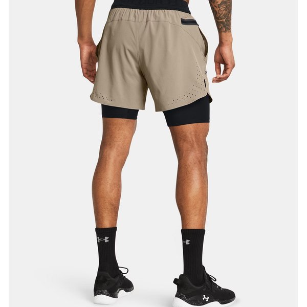 Spodenki męskie Peak Woven 2w1 Under Armour - Timberwolf Taupe/Black