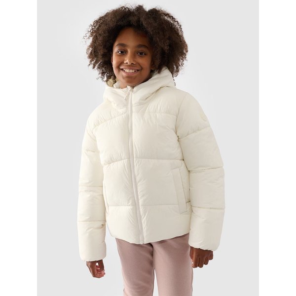Kurtka puchowa dziewczęca TDJAF450 4F - biały