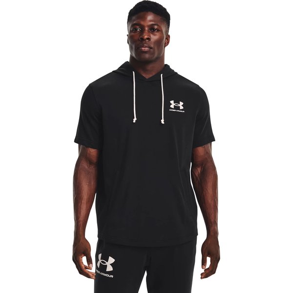 Koszulka męska Rival Terry Short Sleeve Hoodie Under Armour - czarna