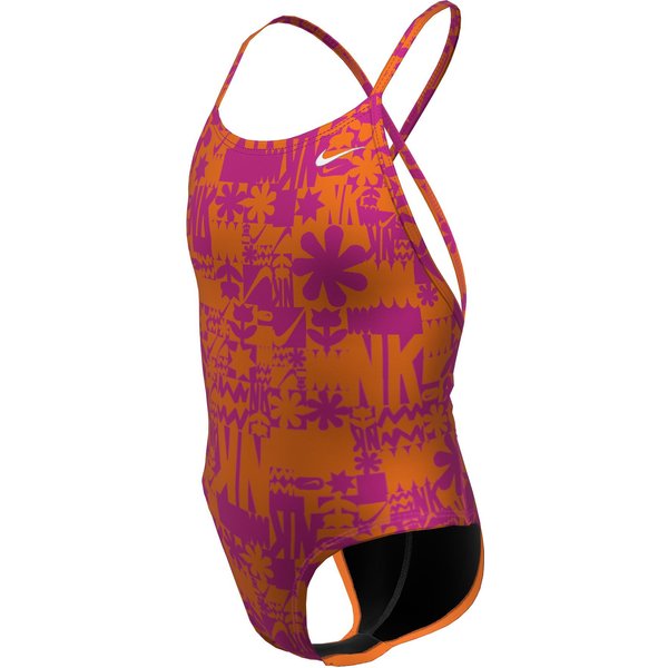 Strój kąpielowy dziewczęcy Lace Up Back One Piece Nike Swim - różowy/pomarańczowy