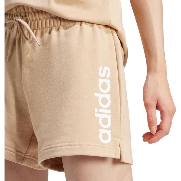 Spodenki damskie Essentials Linear French Terry Adidas - beżowe