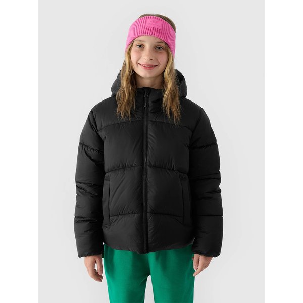 Kurtka puchowa dziewczęca TDJAF450 4F - głęboka czerń