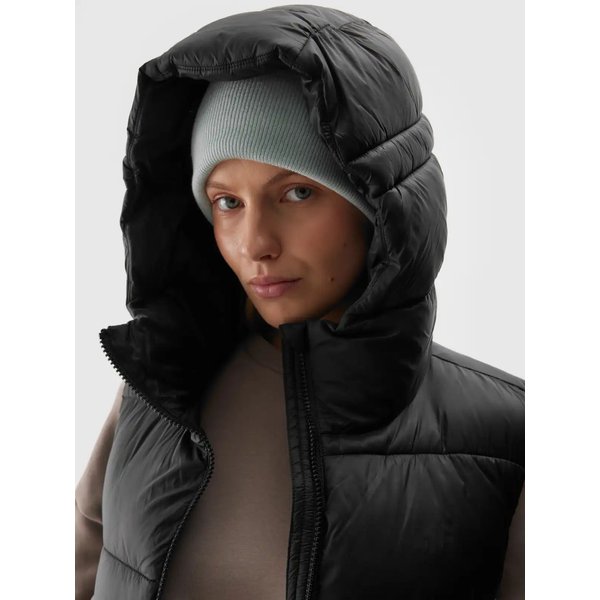 Kamizelka puchowa damska TVJAF141 4F - głęboka czerń