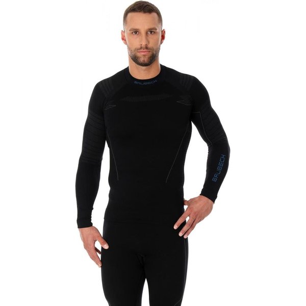Longsleeve termoaktywny męski Thermo Brubeck - czarny/niebieski