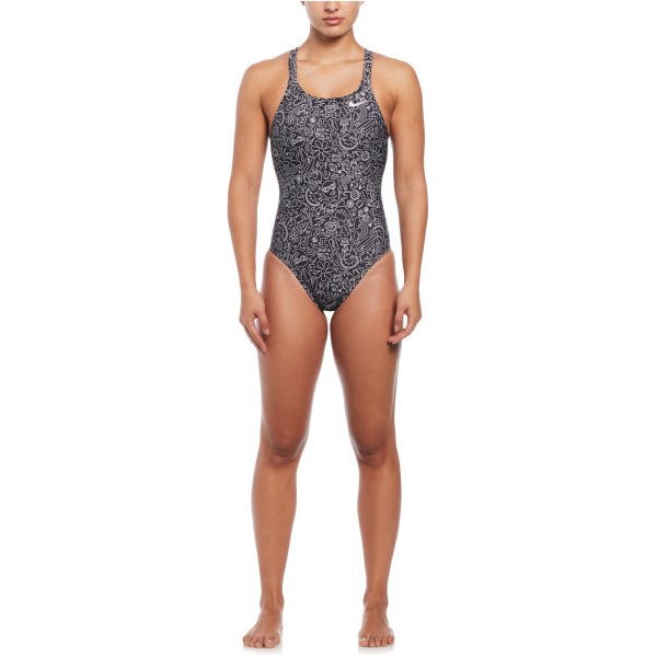Strój kąpielowy damski Fastback One Piece Nike Swim - czarny/wzory