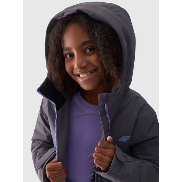 Kurtka narciarska dziewczęca TTJAF541 4F - szary