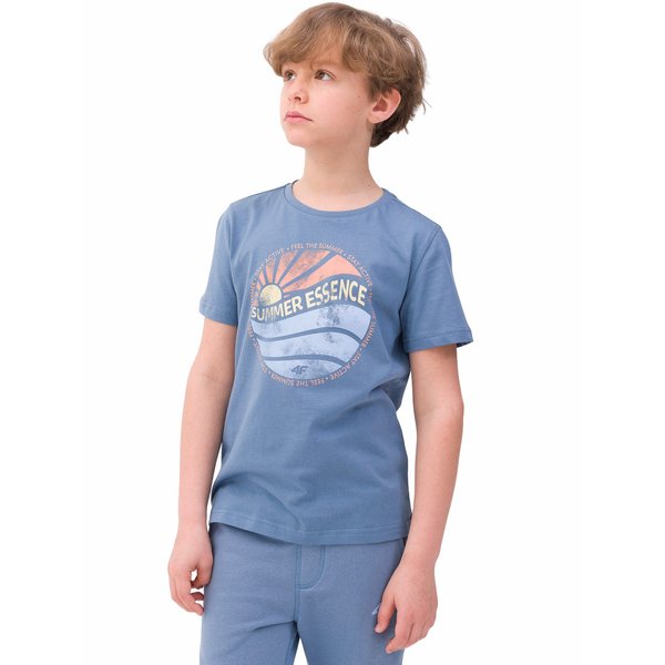 Koszulka chłopięca 4FJWSS24TTSHM1135 4F - denim