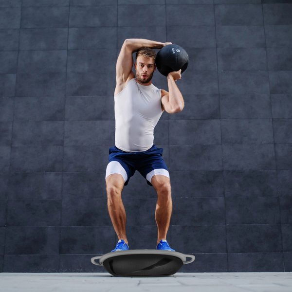 Platforma do balansowania półpiłka do ćwiczeń CoreBalance + pompka 2w1 Gymtek