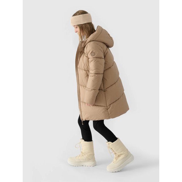 Płaszcz puchowy dziewczęcy TDJAF455 4F - beż