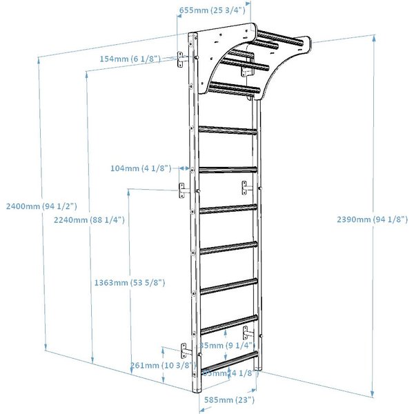 Drabinka gimnastyczna z drążkiem 711 BenchK - czarna