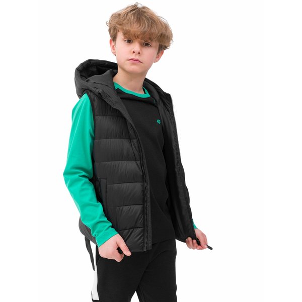 Kamizelka puchowa chłopięca 4FJWSS24TVJAM083 4F - głęboka czerń