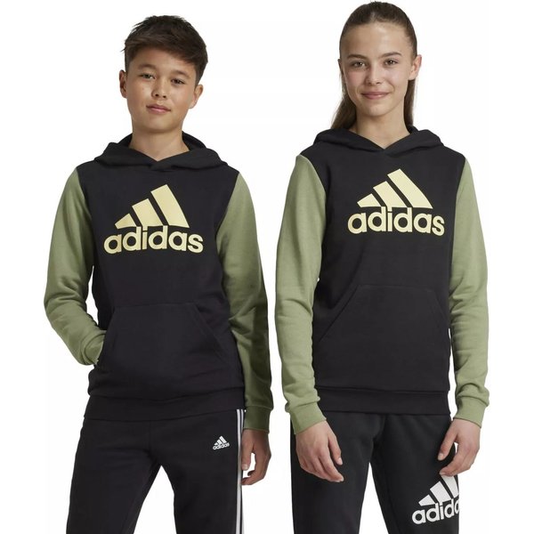 Bluza juniorska Essentials Big Logo Colorblock Adidas - czarno-zielona