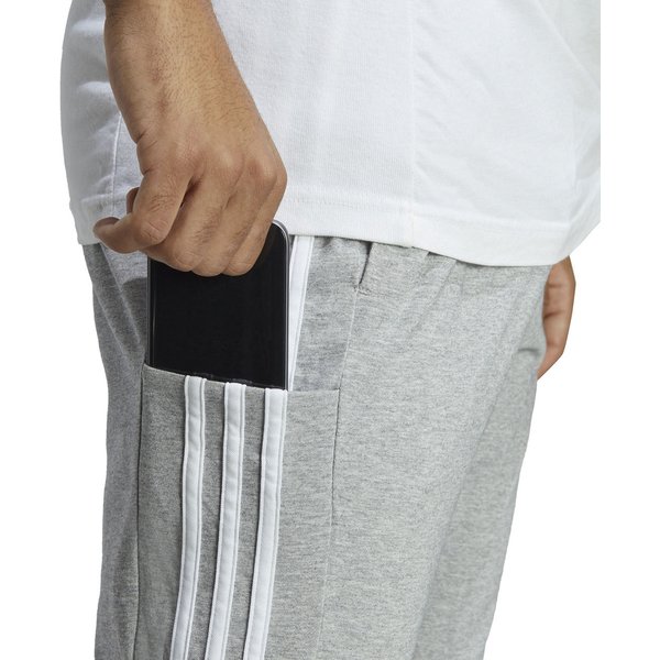 Spodnie dresowe męskie Essentials Stingle Jersey Tapered Open Hem 3-Stripse Adidas - szare