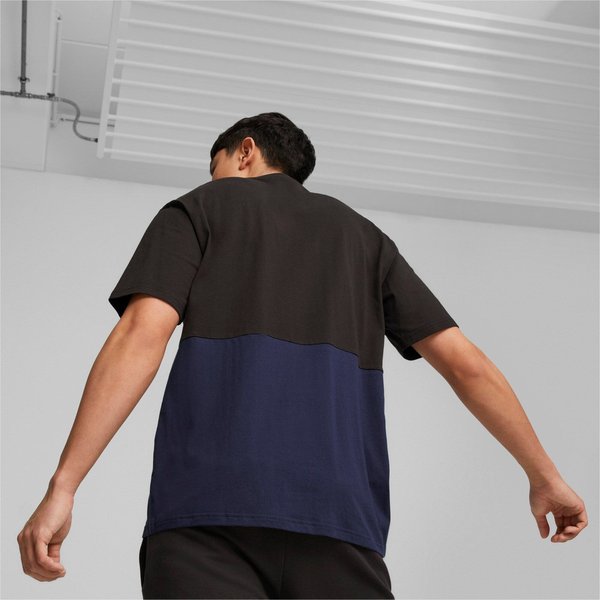 Koszulka męska Power Colorblock Tee Logo Puma - czarna/niebieska