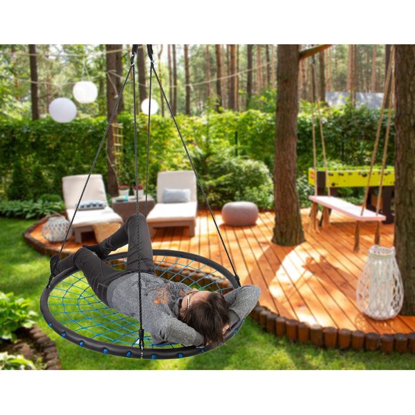 Huśtawka ogrodowa, bocianie gniazdo XXL 120cm Saska Garden - niebieska