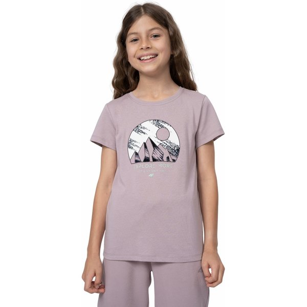 Koszulka dziewczęca 4FJSS23TTSHF389 4F - jasny fiolet
