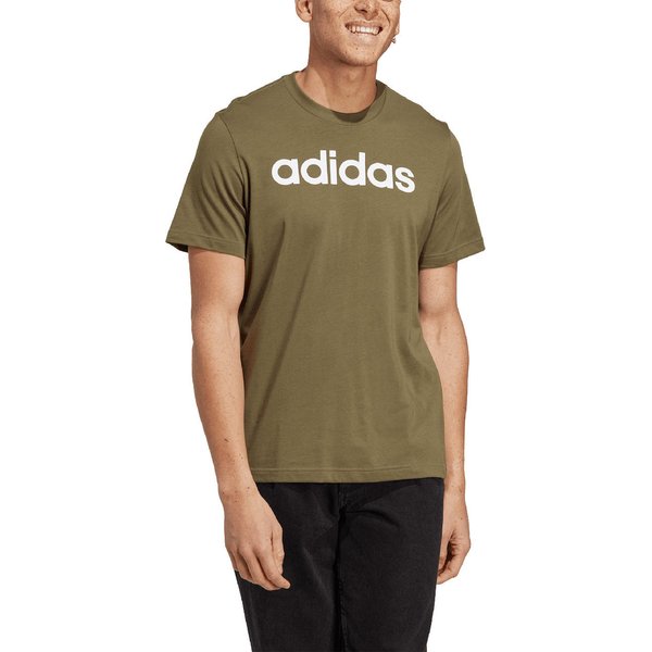 Koszulka męska Essentials Single Jersey Linear Embroidered Logo Adidas - khaki