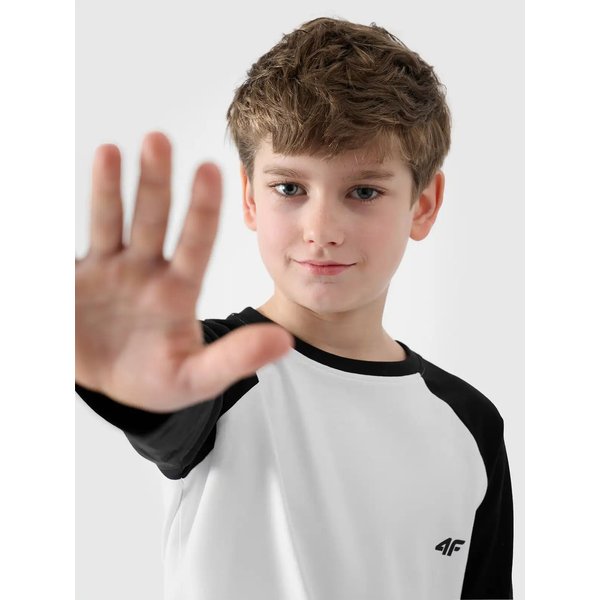 Longsleeve chłopięcy TLONM420 4F - biały/czarny