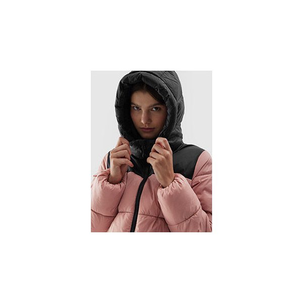 Kurtka puchowa damska 4FAW23TDJAF230 4F - łososiowy