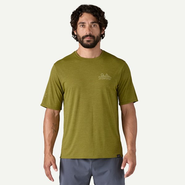 Koszulka męska Cool Daily Graphic Shirt-Lands Patagonia - Wind Runner: Graze Green X-Dye