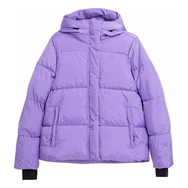 Kurtka puchowa damska 4FAW23TDJAF234 + rękawiczki 4F - fiolet
