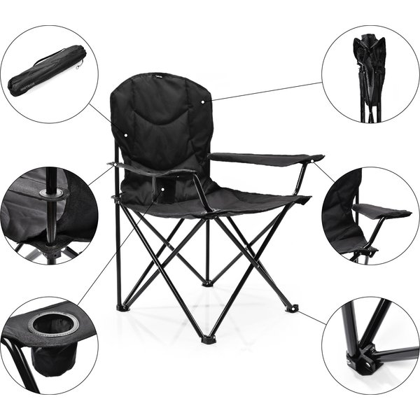 Krzesło turystyczne składane Hiker Meteor - czarne