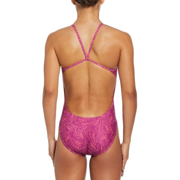 Strój kąpielowy damski Cutout One Piece Nike Swim - Hot Fuchsia