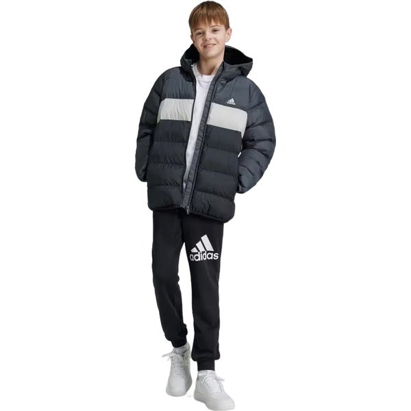 Kurtka puchowa juniorska Synthetic Down Adidas - szaro-czarna