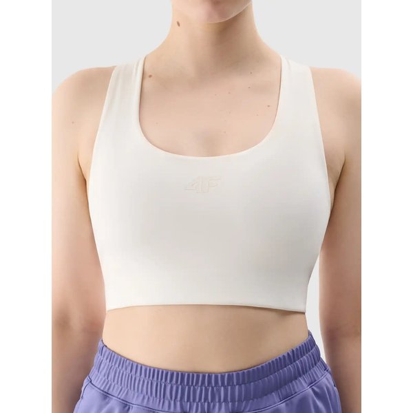 Biustonosz sportowy damski USBAF152 4F - złamana biel