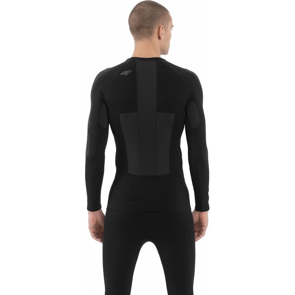 Longsleeve bezszwowy męski 4FAW23USEAM103 4F - głęboka czerń