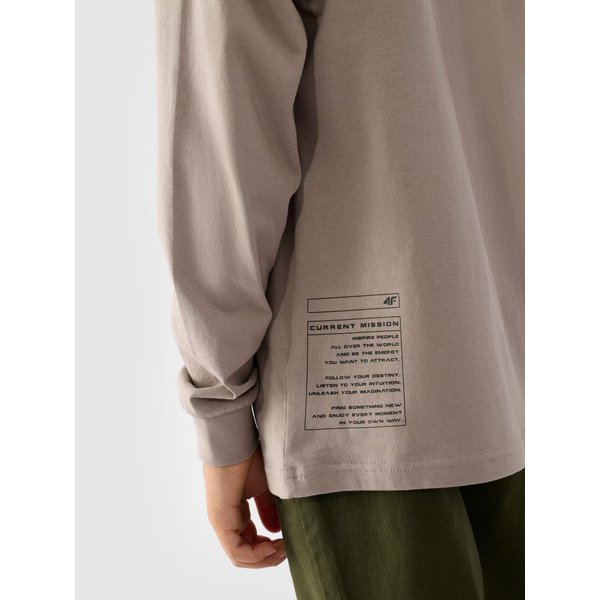 Longsleeve chłopięcy TLONM294 4F - ciepły jasny szary