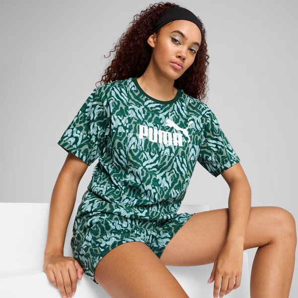 Koszulka damska Ess Graphic Relaxed Aop Puma - Green Moon