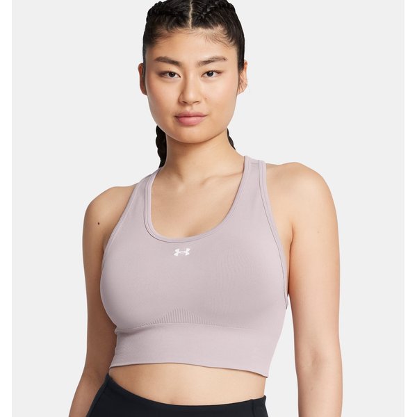 Biustonosz sportowy damski Vanish Seamless Mid Bra Under Armour - beż