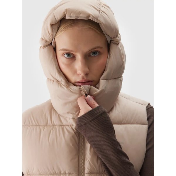 Kamizelka puchowa damska TVJAF141 4F - beż
