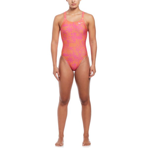 Strój kąpielowy damski Fastback One Piece Nike Swim - różowy