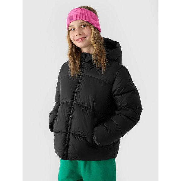 Kurtka puchowa dziewczęca TDJAF450 4F - głęboka czerń