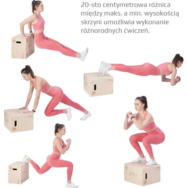 Skrzynia plyometryczna drewniana, crossfit DSCO4 HMS