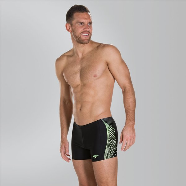 Kąpielówki męskie Placement Panel Aquashort Speedo - czarno-limonkowe